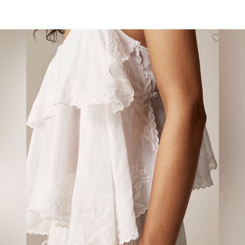 J. Crew White Embroidered Cotton Voile Tank Blouse Cami size medium - Picture 2 of 10
